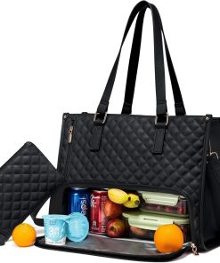 Fashionable Lunch Tote Bag Women's Thermal Insulation Lunch Box Leak-proof Crossbody Computer Storage Bag Quilted Large Capacity Handbag With Purse